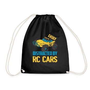 Easily Distracted By RC Cars Model Car Remote Con - Drawstring Bag - black - Front