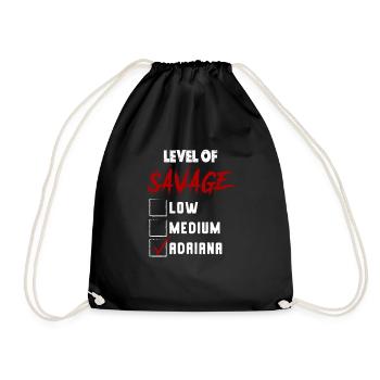Level of Savage: ADRIANA Checkmark Novelty Custom - Drawstring Bag - black - Front