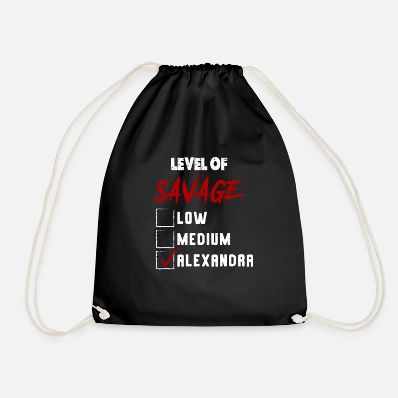Level of Savage: ALEXANDRA Checkmark Novelty Custo - Drawstring Bag - black