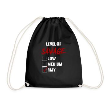 Level of Savage: AMY Checkmark Novelty Custom Name - Drawstring Bag - black - Front