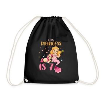 Naissance Né Age 7 ans Jolie Sirène Licorne - Sac de sport léger - noir - Devant