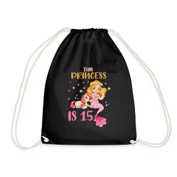 Naissance Né Age 15 ans Jolie Sirène Licorne - Sac de sport léger - noir - Devant
