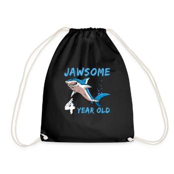 Birth Born Age 4 Years Old Jaw Awesome Shark - Turnbeutel - Schwarz - Vorne