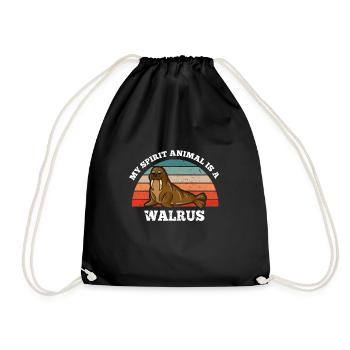 Walross Seekuh Robbe My Spirit Animal Is A Walrus - Turnbeutel - Schwarz - Vorne