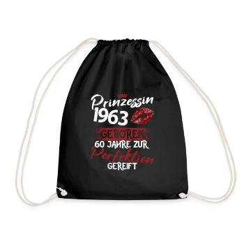 60. Geburtstag 60 Jahre Perfektion Prinzessin 1963 - Turnbeutel - Schwarz - Vorne