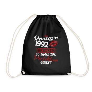 30. Geburtstag 30 Jahre Perfektion Prinzessin 1992 - Turnbeutel - Schwarz - Vorne