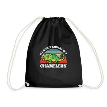 Retro Vintage My Spirit Animal Is A Chameleon - Drawstring Bag - black - Front