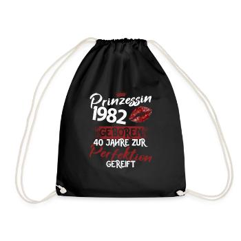 40. Geburtstag 40 Jahre Perfektion Prinzessin 1982 - Turnbeutel - Schwarz - Vorne