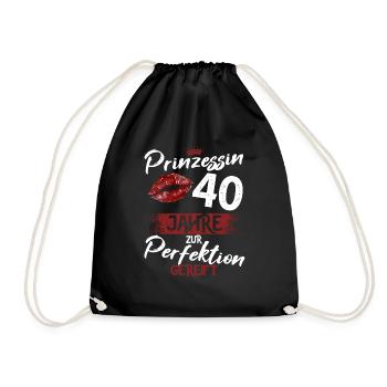 40. Geburtstag 40 Jahre Perfektion Prinzessin - Turnbeutel - Schwarz - Vorne
