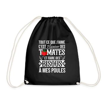 Poules Humour Potager Idée Cadeau Jardinage Tomate - Sac de sport léger - noir - Devant