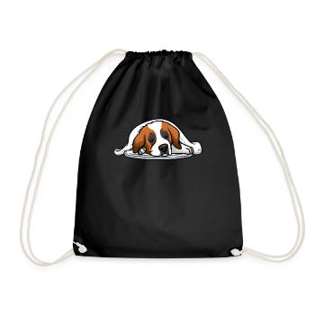 St. Bernard Sleeping Dog - Drawstring Bag - black - Front