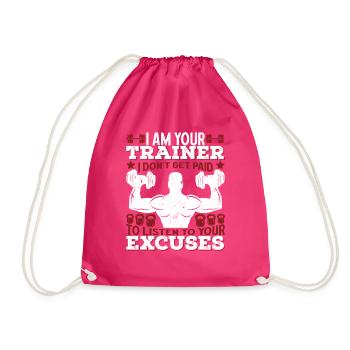 Funny muscles bend weightlifting butt stuff - Drawstring Bag - fuchsia - Front