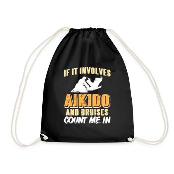 Wenn es um Aikido & Prellungen geht bin ich dabei - Turnbeutel - Schwarz - Vorne