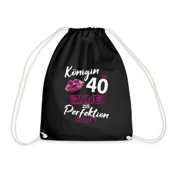 40. Geburtstag 40 Jahre Perfektion Königin - Turnbeutel - Schwarz - Vorne