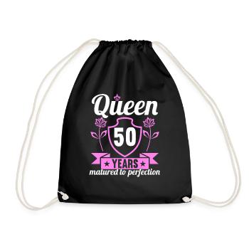 50 year old girl 50 bday Queen 50 birthday - Drawstring Bag - black - Front