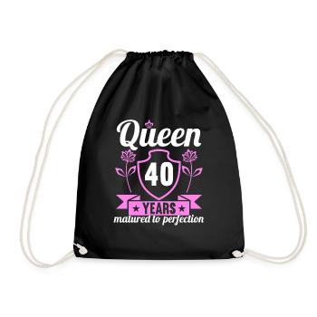 Fille de 40 ans 40 bday Queen 40 anniversaire - Sac de sport léger - noir - Devant