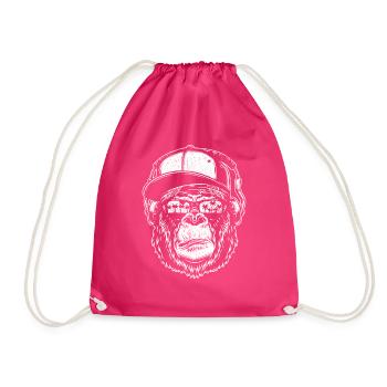Monkey DJ mit Kopfhörer & Sonnenbrille Geschenkide - Turnbeutel - Fuchsia - Vorne