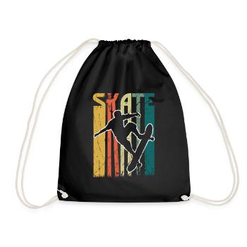 Vtintage Skate Skating Board Retro Skateboard - Drawstring Bag - black - Front