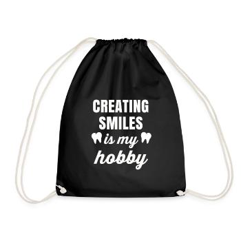 Zahnarzt Geschenk Zahn Dentist Dental Doktor Zähne - Turnbeutel - Schwarz - Vorne