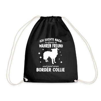 Lustiges Border Collie Hunde Hundeschule Collie - Turnbeutel - Schwarz - Vorne