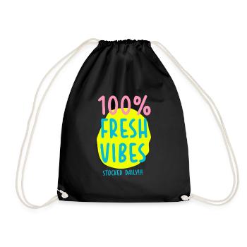 100% Fresh Vibes Stocked Daily 90s Style - Drawstring Bag - black - Front