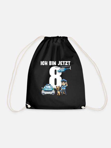8 Geburtstag Polizei Shirt - 8 Jahre Alt Geschenk - Turnbeutel - Schwarz