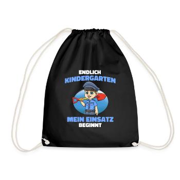 Kindergarten Geschenk Polizei - Kita Polizei Junge - Turnbeutel - Schwarz - Vorne