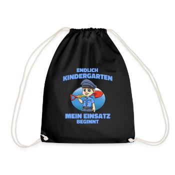 Cooles Kindergarten Shirt Polizei - Kita Polizei - Turnbeutel - Schwarz - Vorne