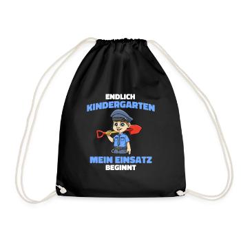 Kindergarten Shirt Polizei - Kita Polizei Junge - Turnbeutel - Schwarz - Vorne