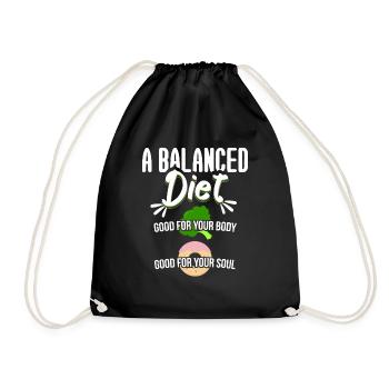 Balanced Diet Good For Body And Soul - Drawstring Bag - black - Front