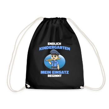 Kindergarten Polizei - Kita Polizei - Turnbeutel - Schwarz - Vorne