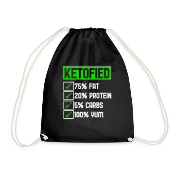 Keto Diet Ketofied Fat Protein Carbs Yum - Drawstring Bag - black - Front
