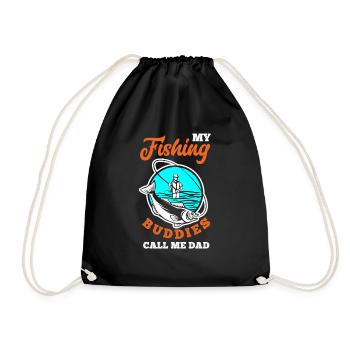 Fun Fishing Angler Fisherman Gift - Drawstring Bag - black - Front