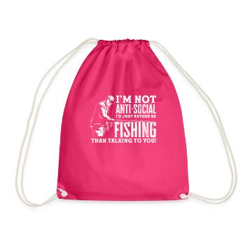 Fun Fishing Angler Fisherman Gift - Drawstring Bag - fuchsia - Front