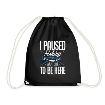 Fun Fishing Angler Fisherman Gift - Drawstring Bag - black - Front