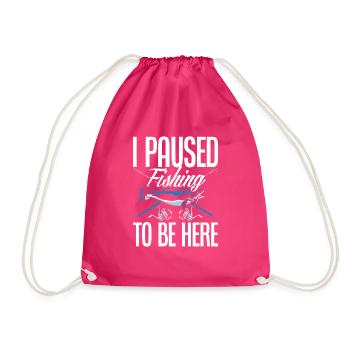 Fun Fishing Angler Fisherman Gift - Drawstring Bag - fuchsia - Front
