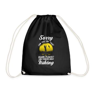 Fun Fishing Angler Fisherman Gift - Drawstring Bag - black - Front