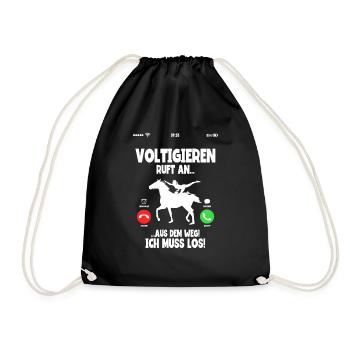 Mädchen Voltigieren Volti - Turnbeutel - Schwarz - Vorne