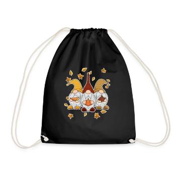 Gnomes I Pumpkin I Autumn Thanksgiving - Drawstring Bag - black - Front