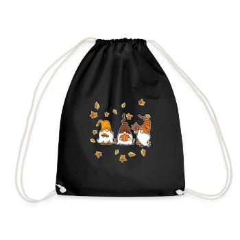 Gnomes I Pumpkin I Autumn Thanksgiving - Drawstring Bag - black - Front