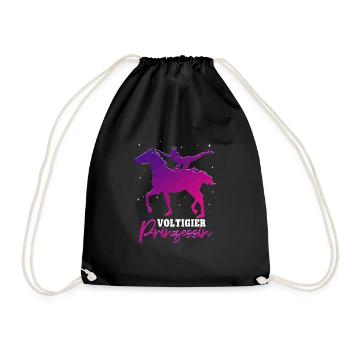 Mädchen Voltigieren Volti - Turnbeutel - Schwarz - Vorne