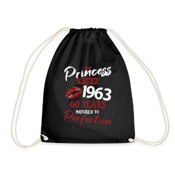 60. Geburtstag 60 Jahre Perfektion Prinzessin 1963 - Turnbeutel - Schwarz - Vorne