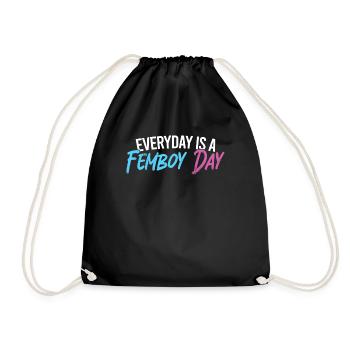 Funny Femboy Gift - Drawstring Bag - black - Front