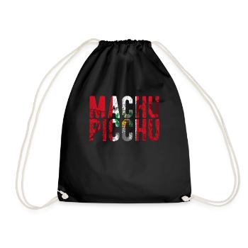 Machu Picchu Peru Peruvian Flag Inca Gift - Drawstring Bag - black - Front