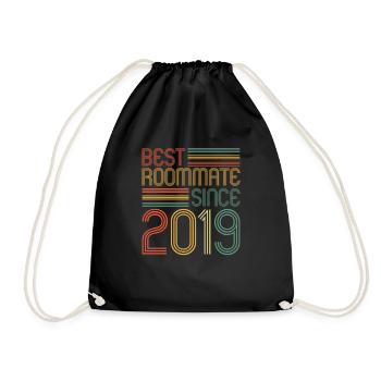 Best roommate since 2019 love your roomates - Drawstring Bag - black - Front