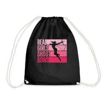 Archery Bow Archer Girl Vintage - Drawstring Bag - black - Front