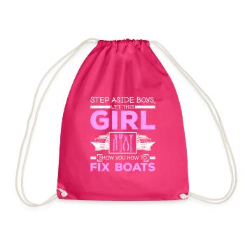 Woman Girl fix boats - Drawstring Bag - fuchsia - Front
