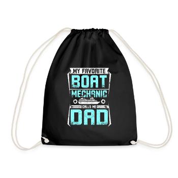 My favorite boat mechanic calls me dad - Drawstring Bag - black - Front