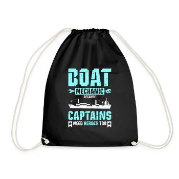 Boat mechanic because captains need heroes too - Drawstring Bag - black - Front