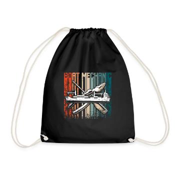 Retro Vintage boat mechanic - Drawstring Bag - black - Front
